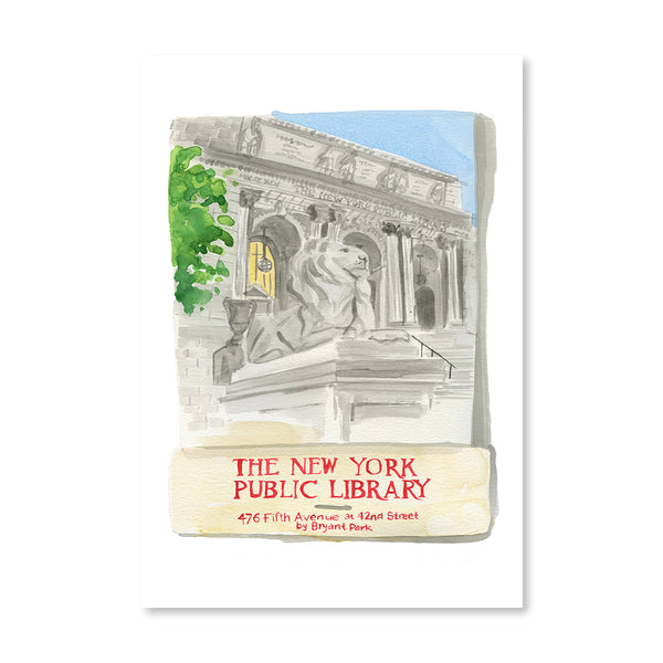 NY Public Library Matchbook Illustration Print