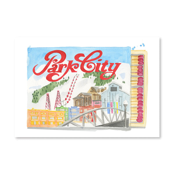 Park City Utah Matchbook Illustration Print