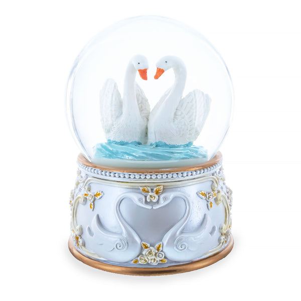 Enchanted Swans Spinning Musical Water Snow Globe