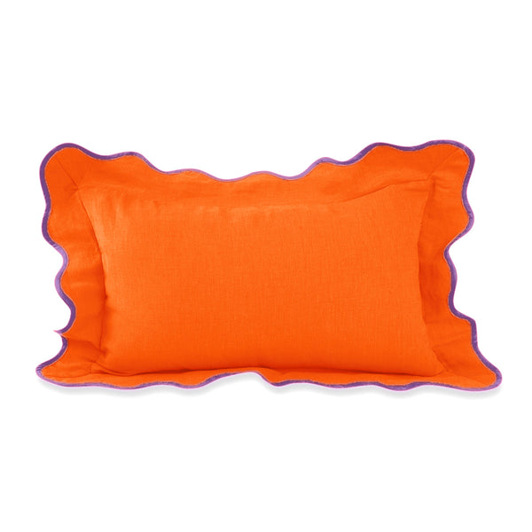 Darcy Linen Lumbar Pillow - Orange/Lilac