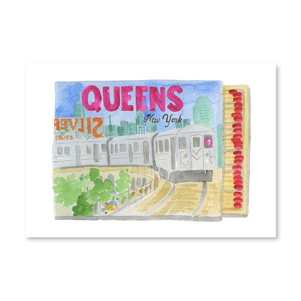 Queens New York Matchbook Illustration Print