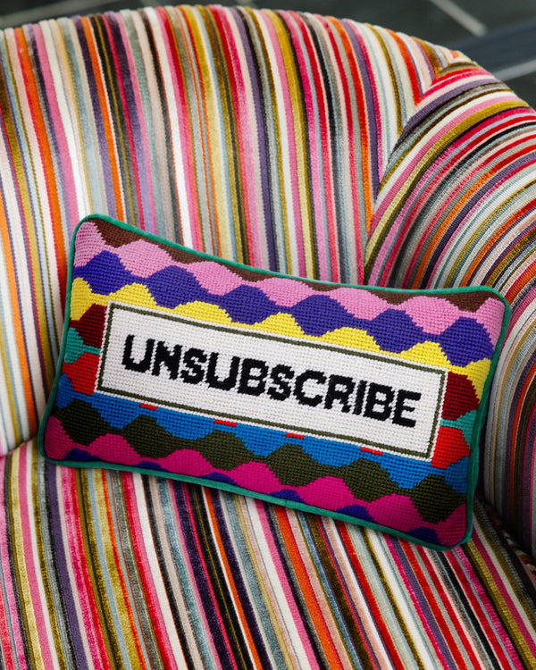 Unsubscribe Needlepoint Pillow