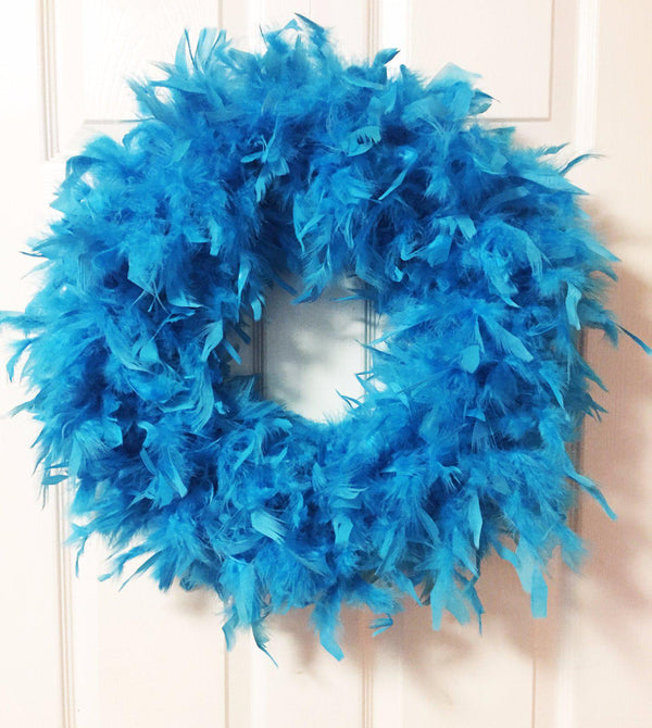 Turquoise Blue Feather Wreath