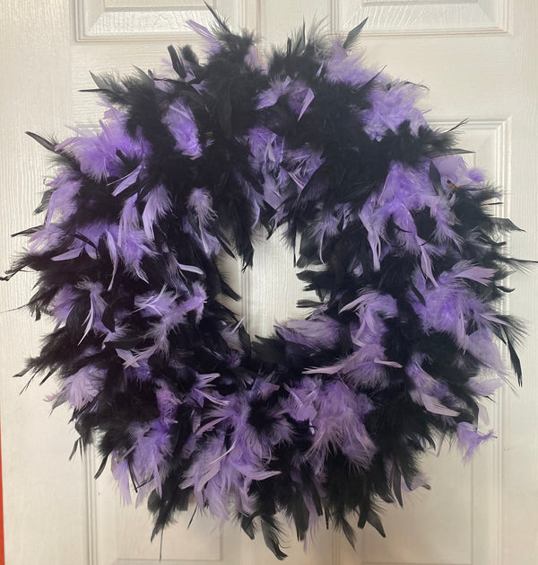 Black & Light Purple Feather Wreath
