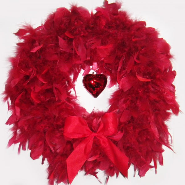 Red Heart Feather Wreath